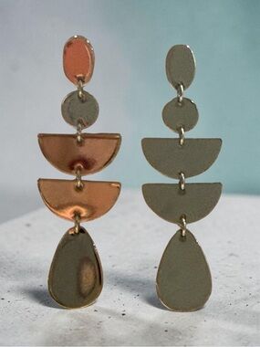 Silver Tone Geometric Drop Earrings